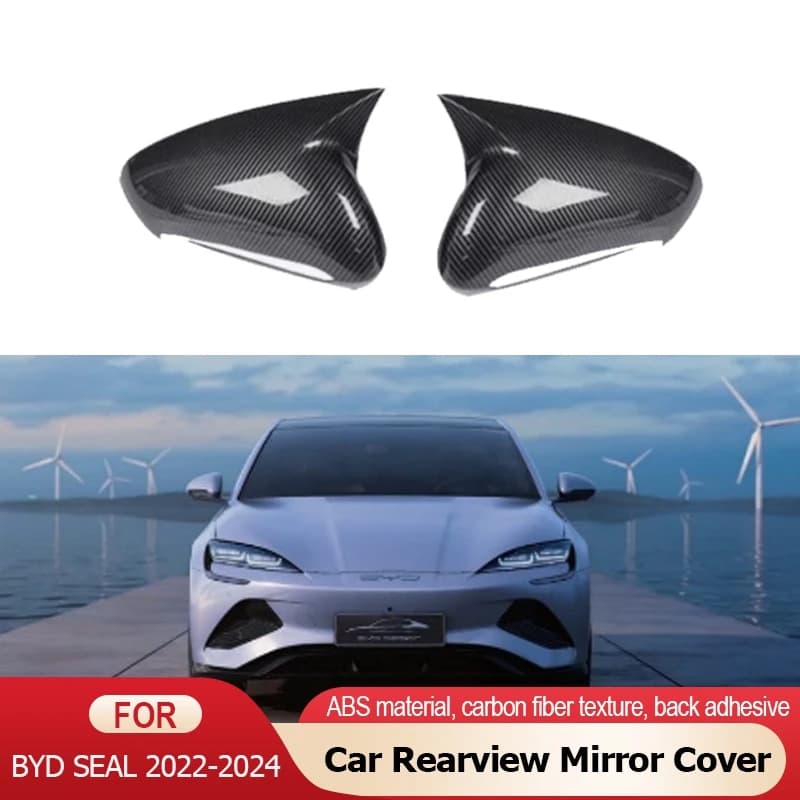 Carbon Fiber Car Rearview Side Mirror Cover Wing Cap Exterior Door Rear Trim for BYD Seal 2022 2023 2024 2025 Auto Accessories