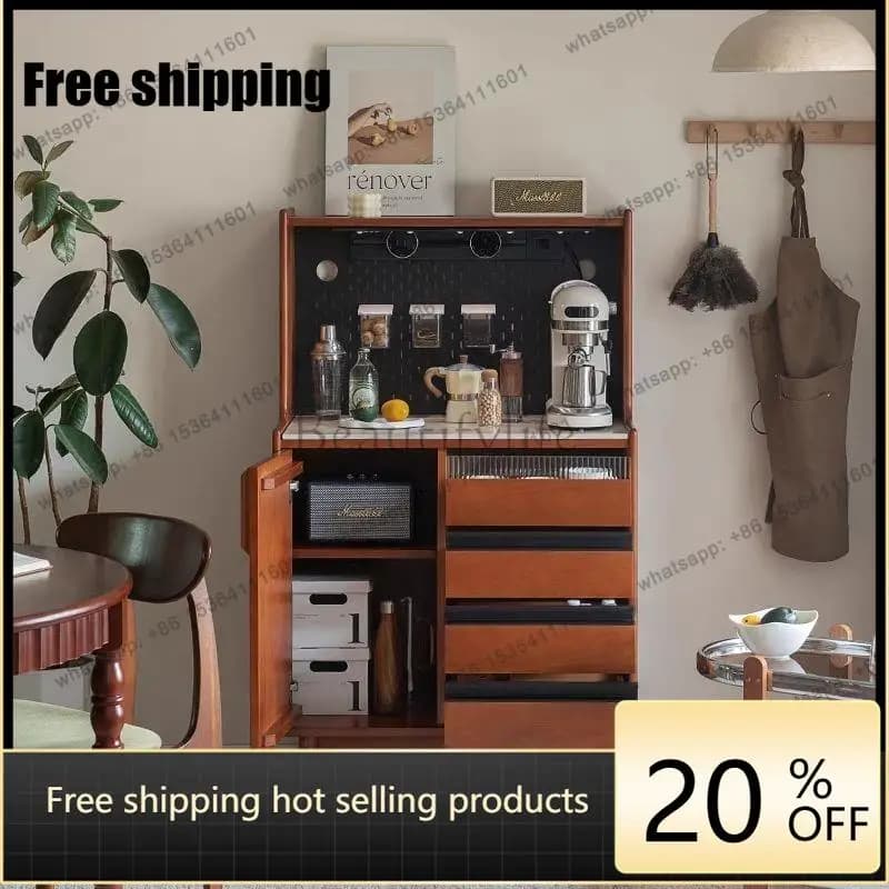 hot  solid wood Nordic rock slab dining side cabinet living room wall locker storage coffeeFactory Direct