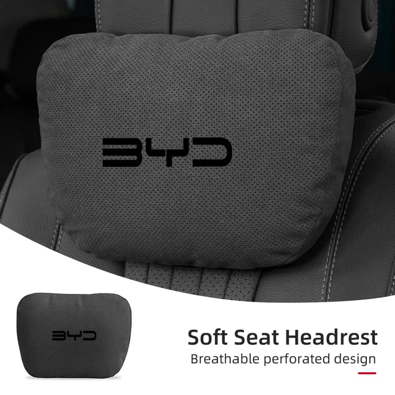 Suede Leather Car Neck Pillow Auto Seat Headrest Cushion For BYD F3 I3 F0 F6 S6 S8 E5 E6 G3 G6 L3 S7 M6 Tang Song Qing Yuan Max