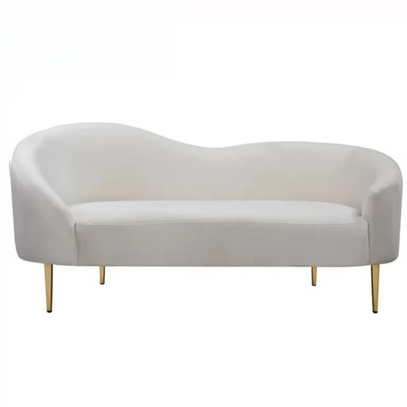 Minimalist design modern tufted white velvet triple sofa set, suitable for apartments and hotels