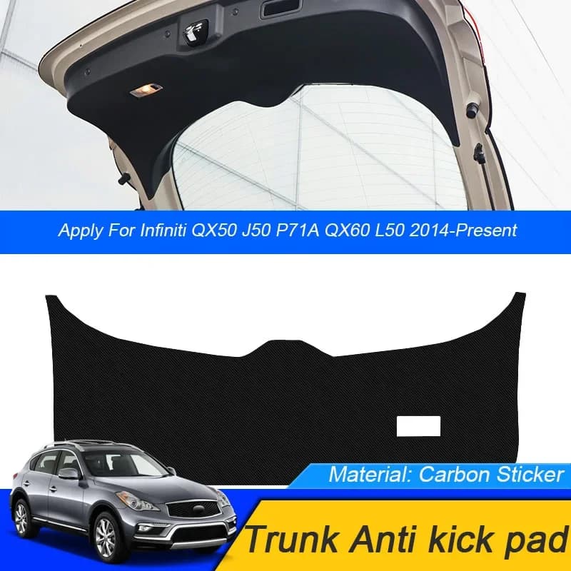 For Infiniti QX50 J50 P71A QX60 L50 2014-Present Car PU Leather Mat Anti-kick Cushion Trunk Weather Tailgate Sticker Accessories