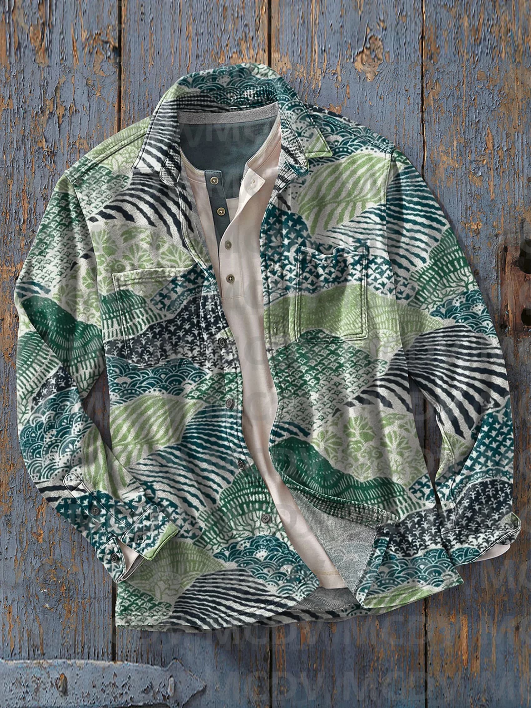 Men's Abstract Art Print Casual Long Sleeve Shirt 3D Printed Casual Button Shirt Men's Hawaiian Shirt