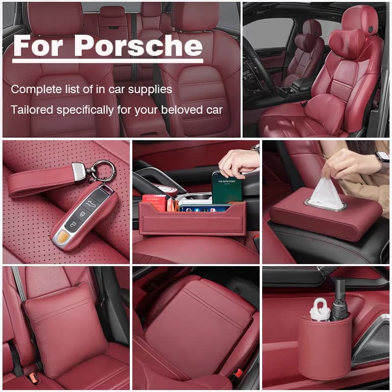 For Porsche exclusive car interior accessories storage box headrest lumbar support cushion pillow glasses storage box tissue box