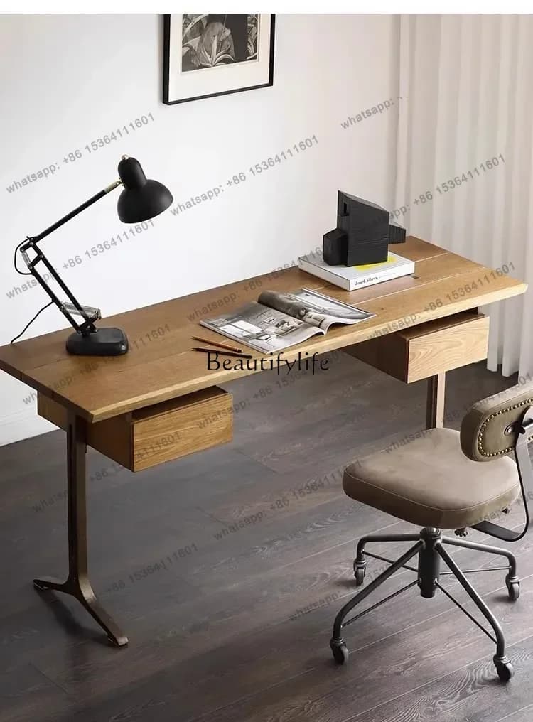 X4 Nordic Solid Wood Home Computer Desk Modern Drawer Office Writing Desk Student Study Desk