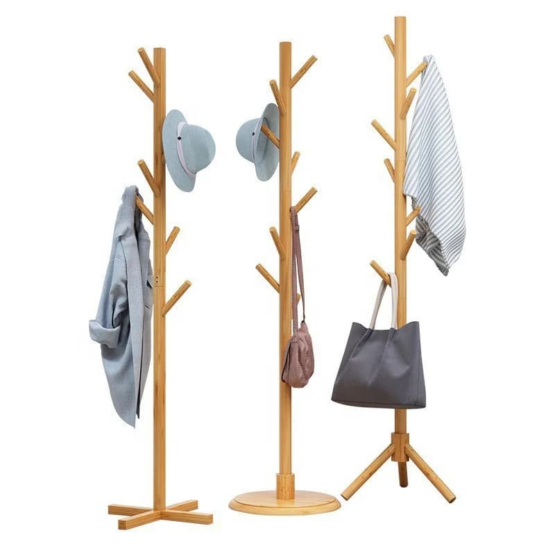 Solid Wood Multifunction Clothing Organizer Coat and Hat Rack with Hanging Bag Holder for Home Usepromote sales
