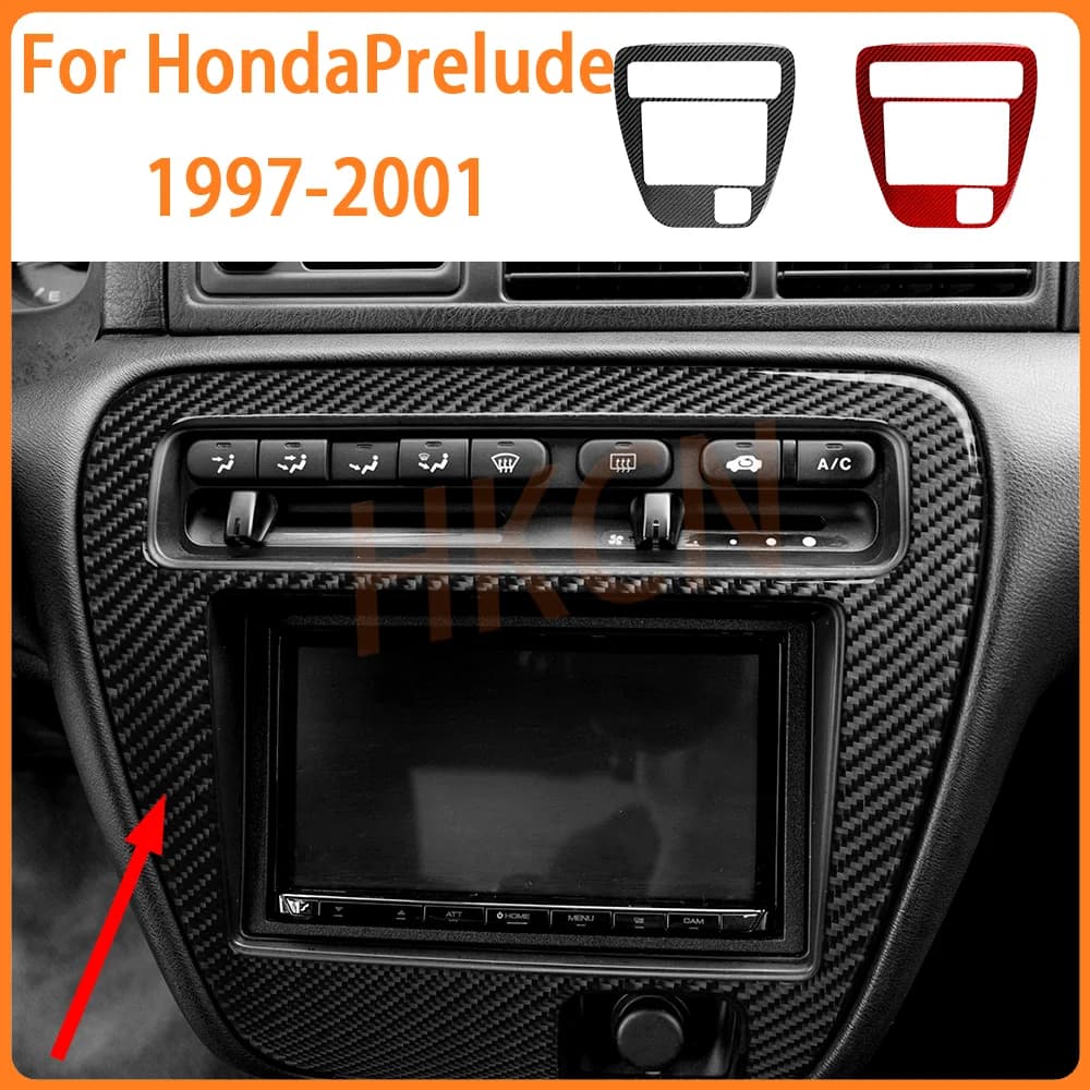 For Honda Prelude1997-2001 Car Styling Carbon Fiber Air Conditioner CD Panel Decoration Cover Trim Interior Sticker