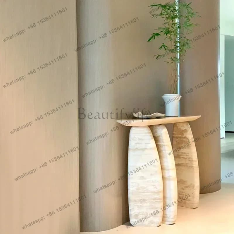 LJY  Natural Travertine Entrance Platform Surprise Silence Medieval Marble Table Stone Entrance Case Stone Designer