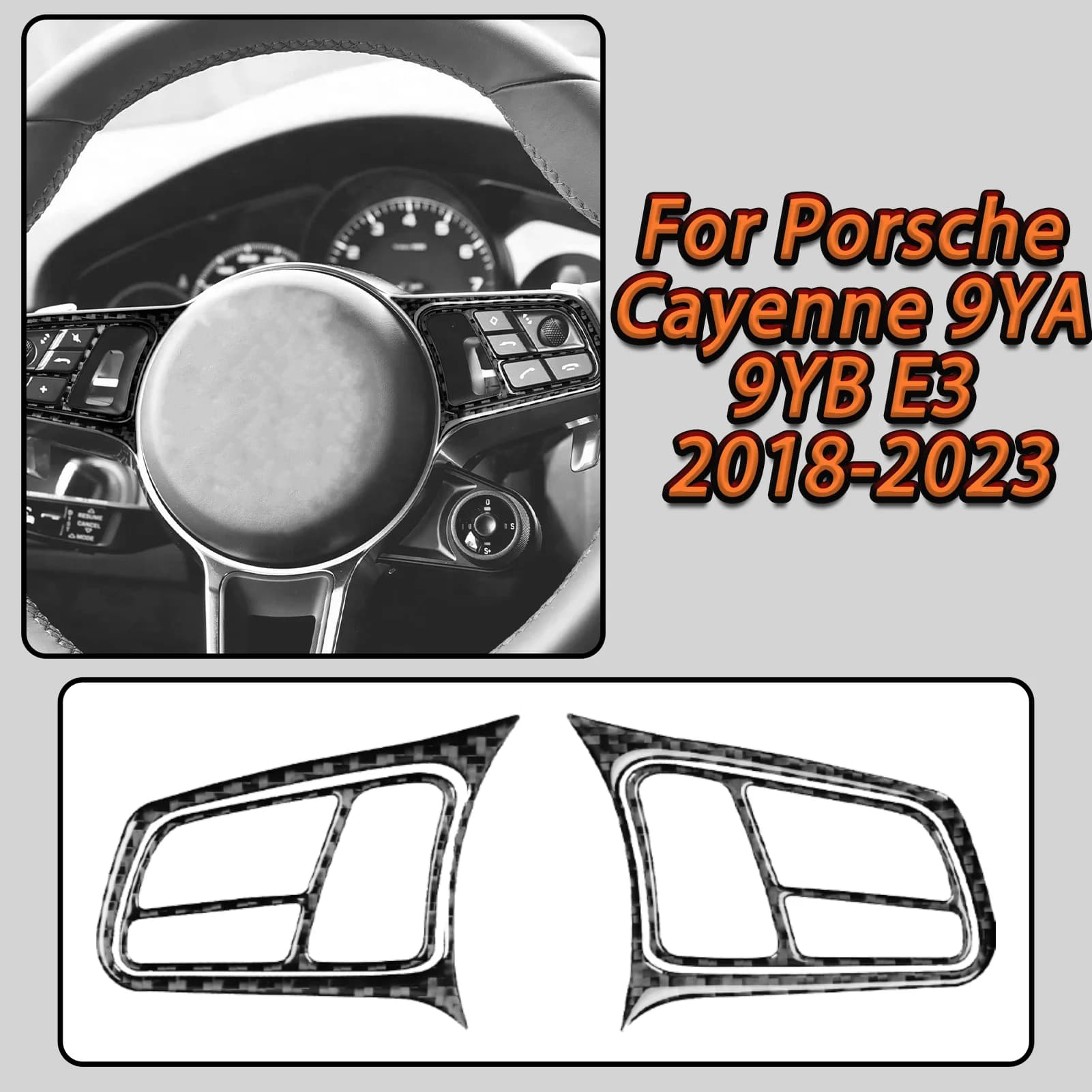 For Porsche Cayenne E3 9YA 9YB 2018-23 Carbon Fiber Car Steering Wheel Side Button Panel Decorative Interior Accessory Stickers