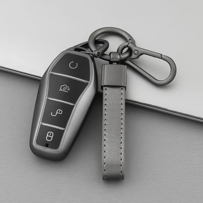 Gray TPU 4Buttons Car Key Case for BYD Atto 3 Han EV Dolphin Remote Control Protect Cover Auto Accessories