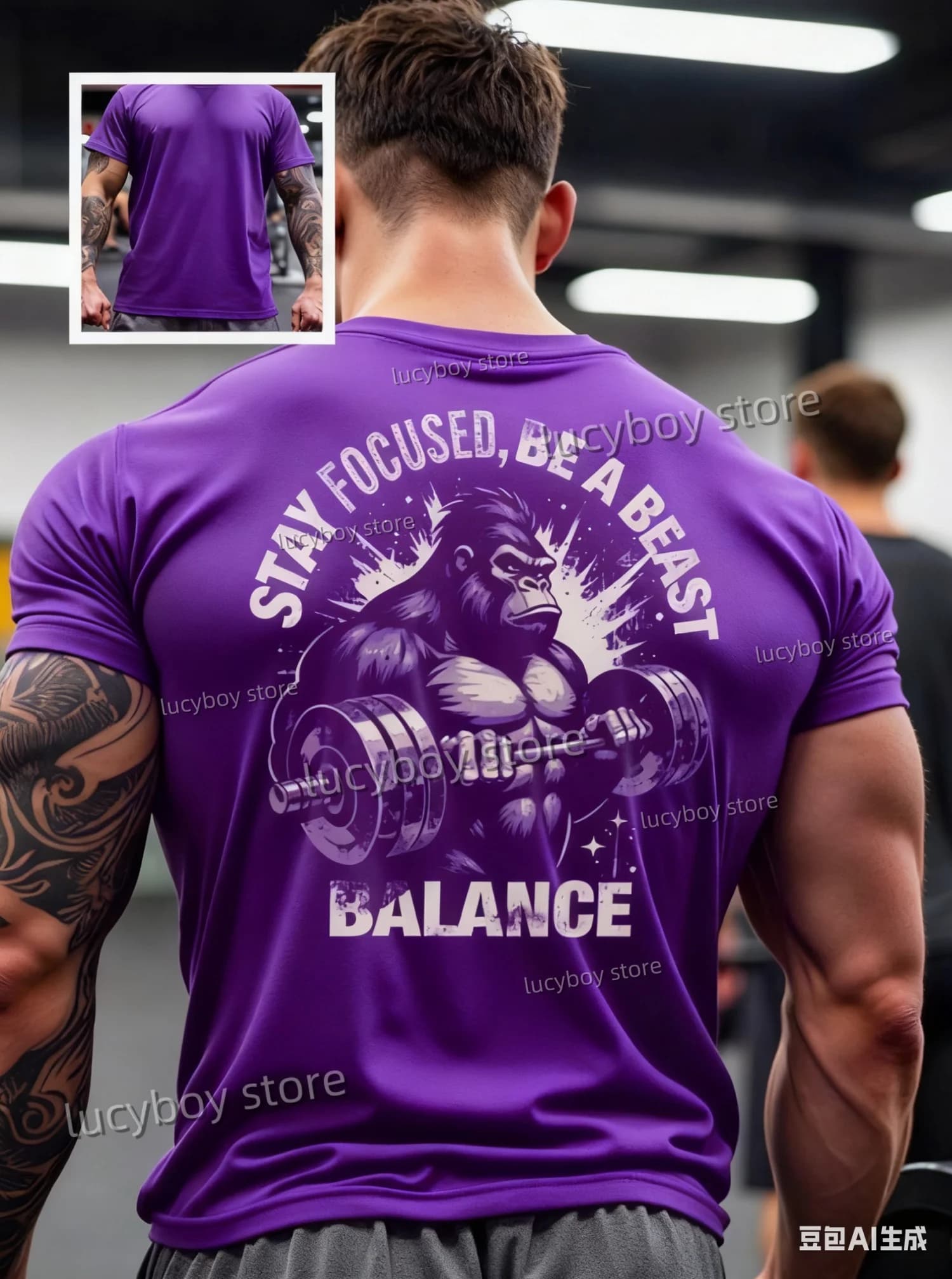 STAY FOUCED BE A BEAST Mens Gym Muscle Training T Shirt  Jogging Short Sleeve  Quick Drying Running  Men Oversized Clothing Tops
