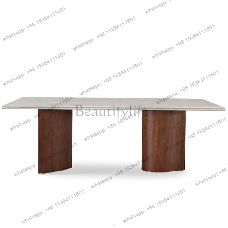 Italian minimalist natural surface natural luxury stone rectangular dining table high-end dining table customization