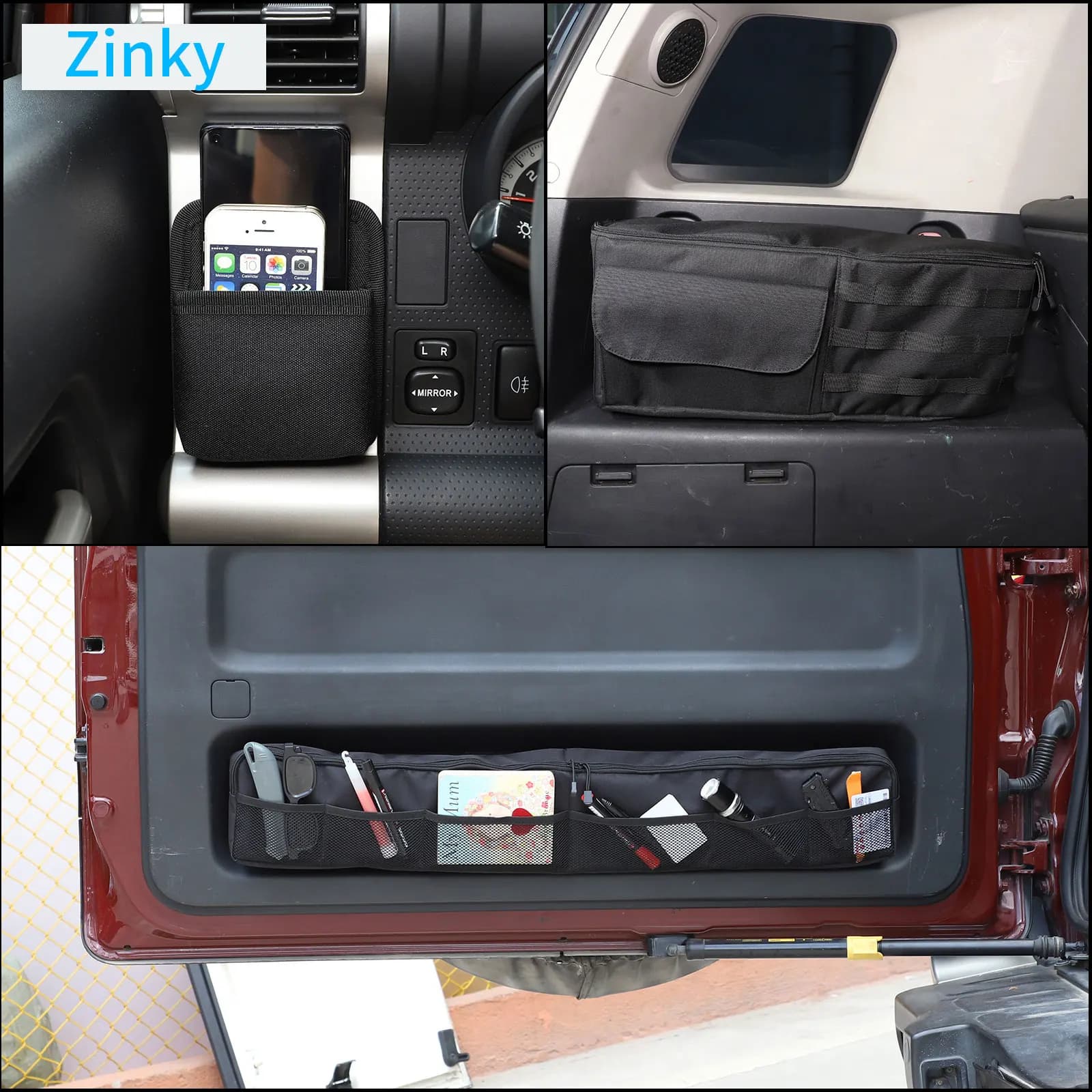 Oxford Cloth Car Interior Door Storage Bag for Toyota FJ Cruiser 2007-21 Trunk Hanging Bag, Passenger Storage Bag Storage Parts