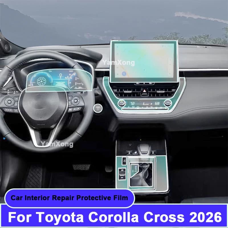 For Toyota Corolla Cross 2026 Car Interior Gear panel Sticker Dashboard GPS Navigation Screen Transparent TPU Protective Film