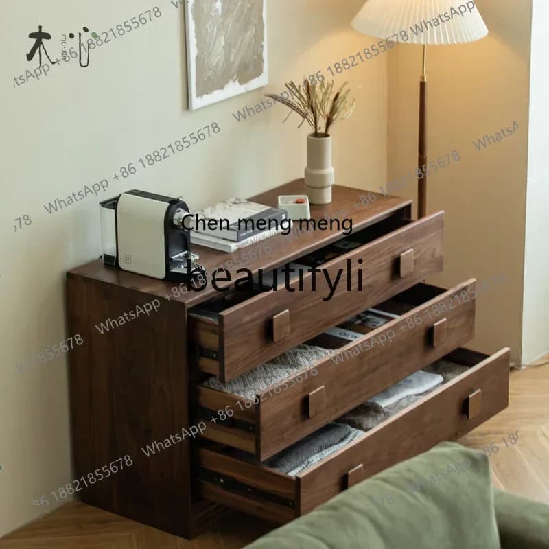 32chest of drawers Black walnut chest of drawers Storage side cabinet Living room drawer Cherry wood dining side cabinet