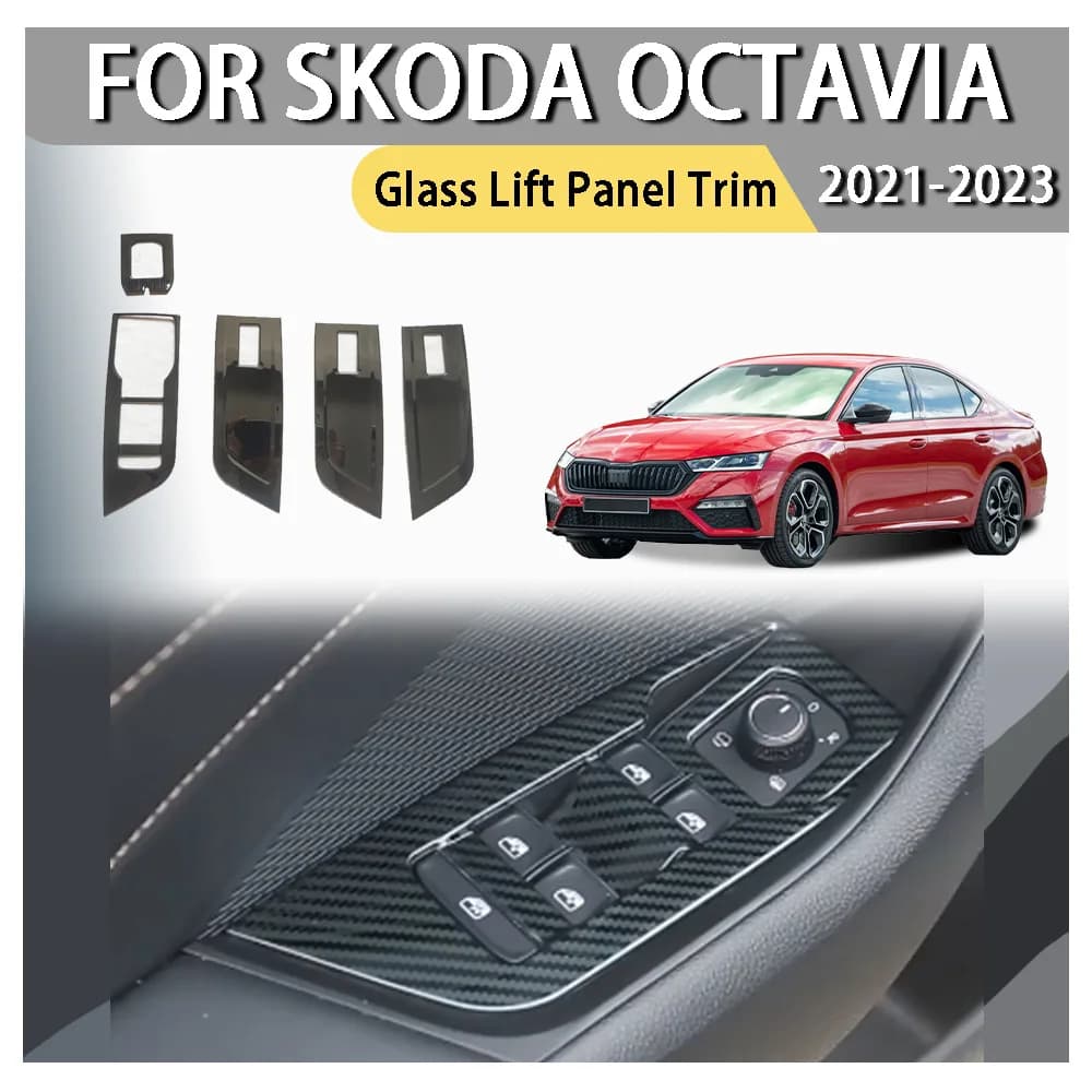 Trim Paste Style Car Styling Car Upgrade Car Decoration Glass Lift Panel Trim For Skoda Octavia 2021 2022 2023 Cars Accessories