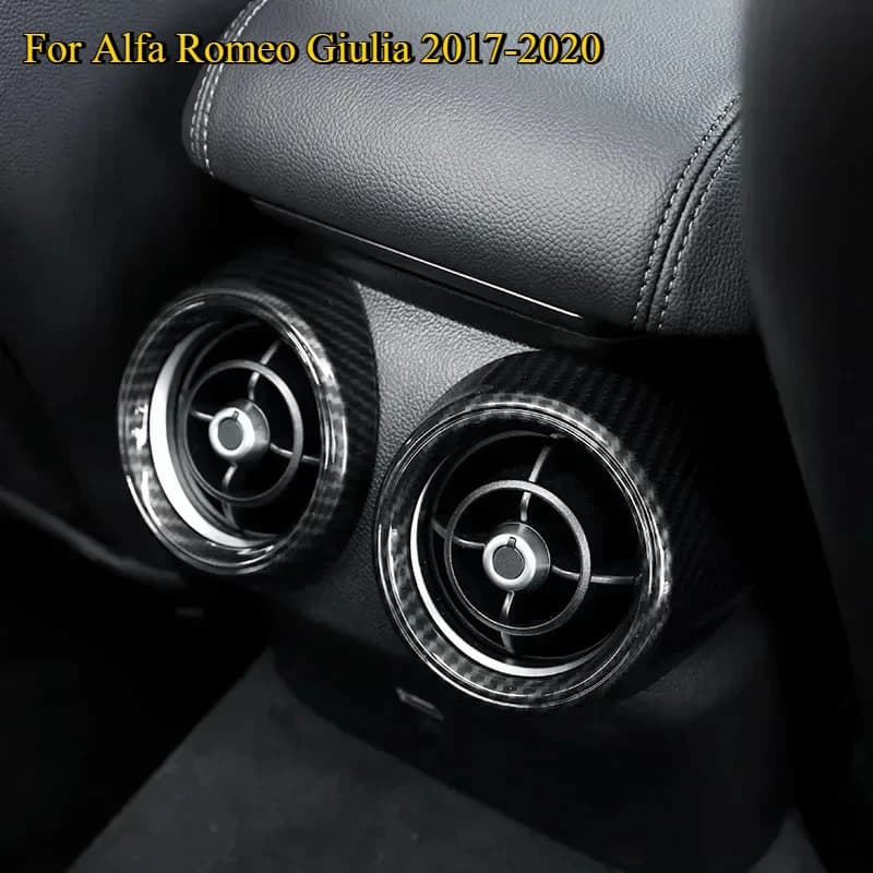 For Alfa Romeo Giulia 2017-2020 ABS Carbon Fiber Car Rear Row Air Conditioning Vent Outlet Cover Trim Auto Interior Accessories