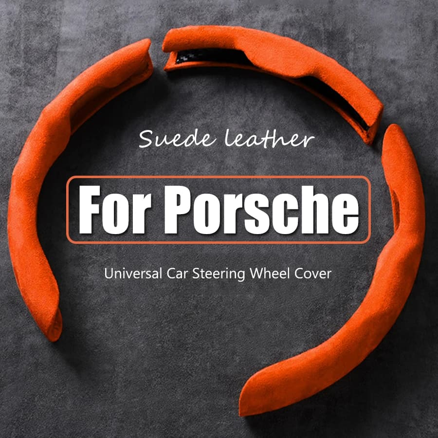 3PCS Universal 36CM-38CM Car Steering Wheel Cover  Suede Car Accessories For Porsche Cayenne 911 996 Macan Panamera Boxster 986