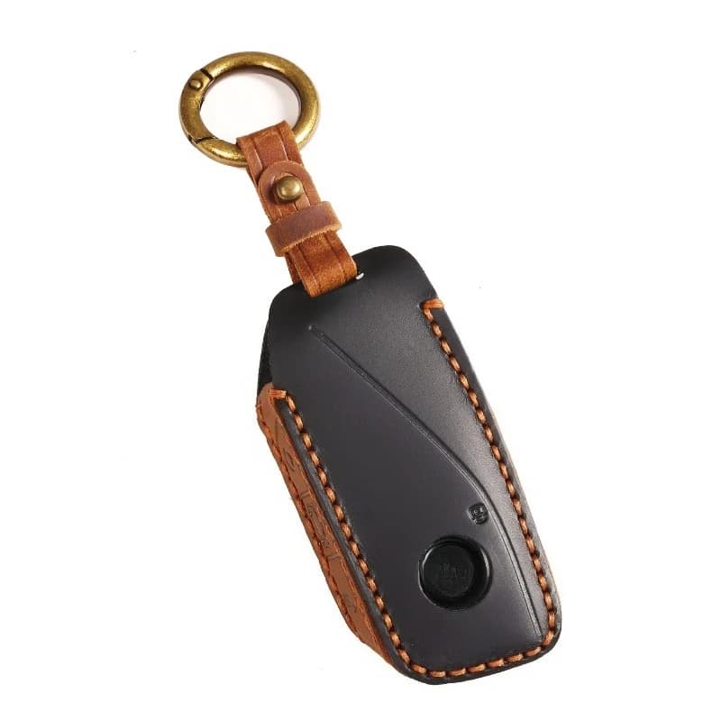Genuine Leather Car Key Case Cover Shell Protector Fob Holder for BMW X7 2024 New Model Accessories Keybag Keychain