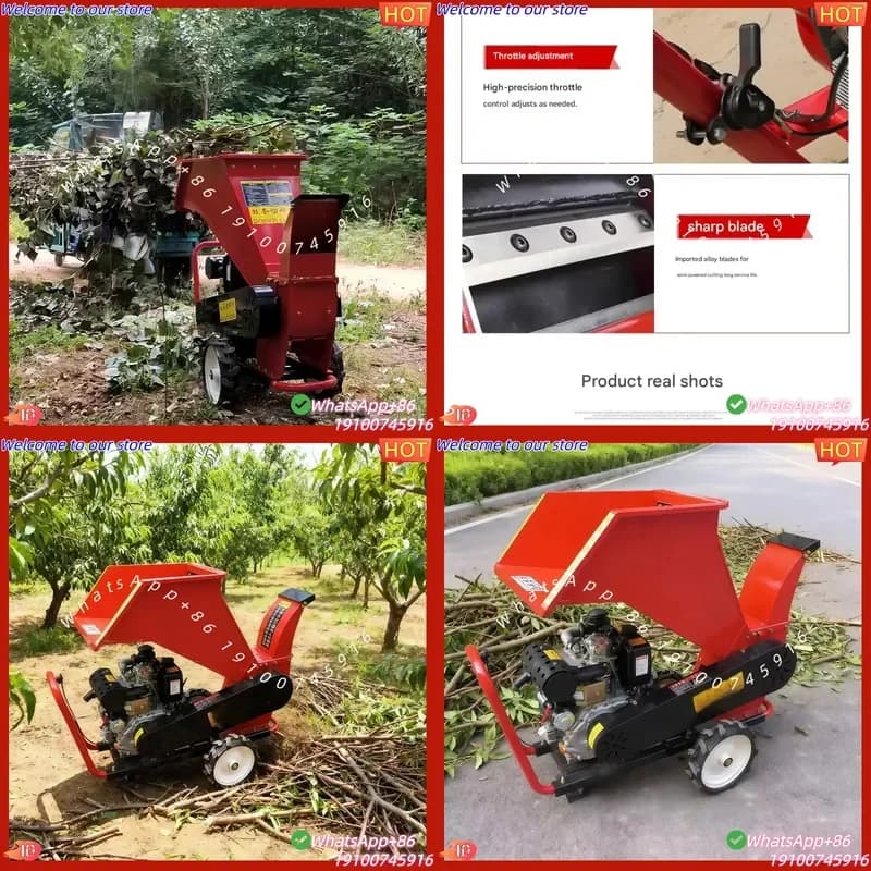 2026 Garden Waste Wood Chipper Machine Motor-Driven Mobile Shredder with 600-800KG Capacity for Dry and Fresh Branches