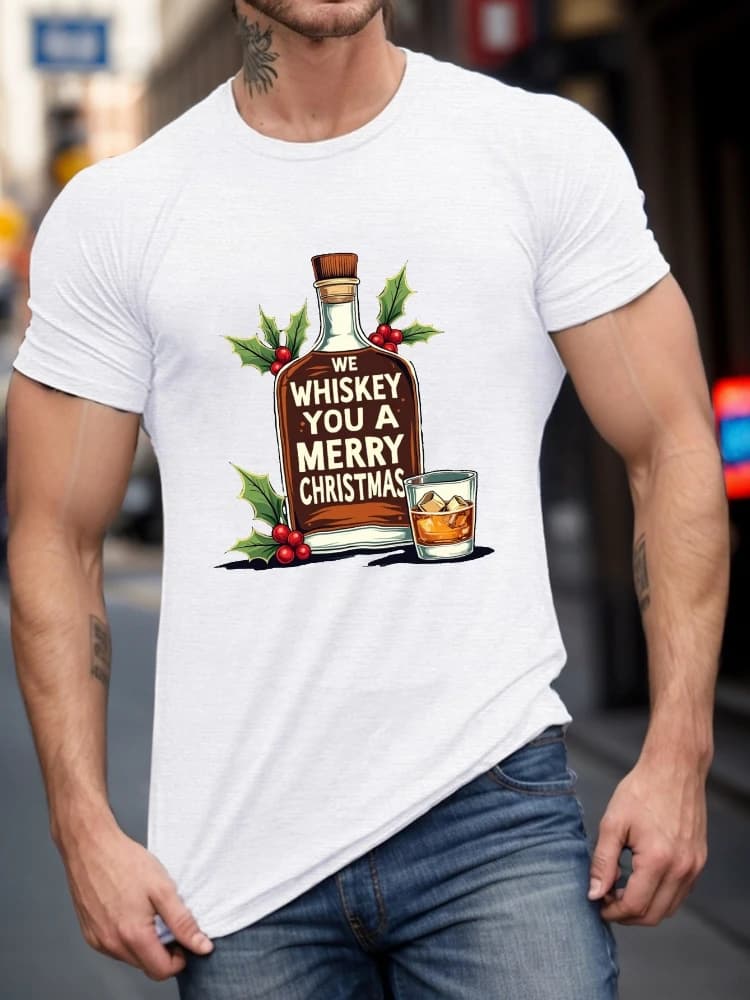 YOU A MERRY CHRISTMAS Graphic design -100% cotton summer O-neck short sleeve casual printed men's T-shirt.