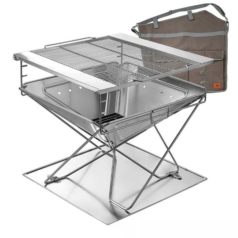 MT-065 Large Thickened Stainless Steel Grill Party Team Building Camping Folding Campfire Grill BBQ Grill