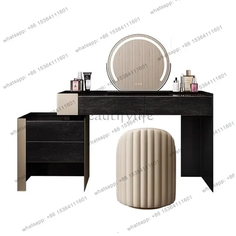 D14Italian minimalist dresser simple modern saddle leather all solid wood dresser