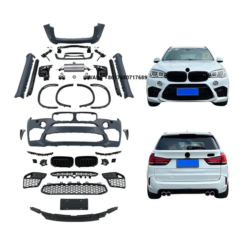 2013-2018 F15 Upgraded Body Kit with Front Bumpers Rear Bumpers Front Engine Hood Tail Throat Fog Light Cut-Outs for X5 X5M