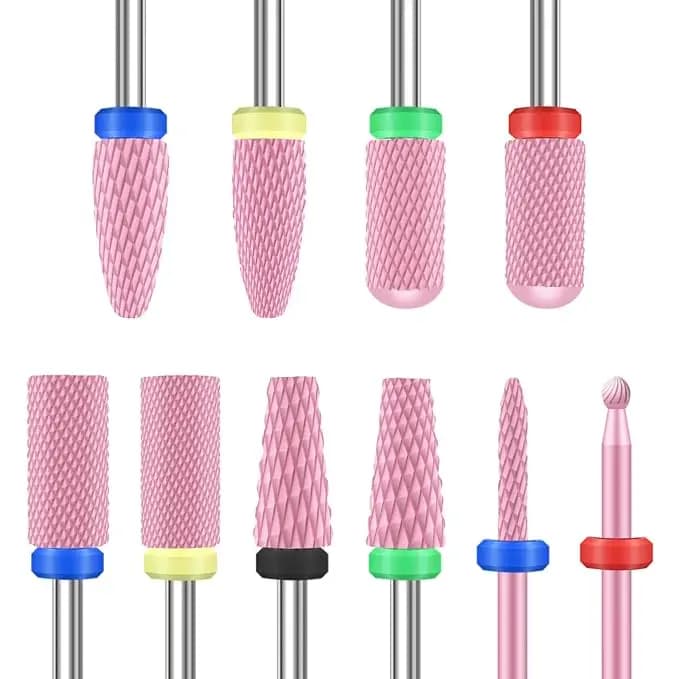 10PCS Professional Ceramic Nail Drill Bits 3/32 Inch E-File for Acrylic Gel Removal Manicure Pedicure Beauty Tool
