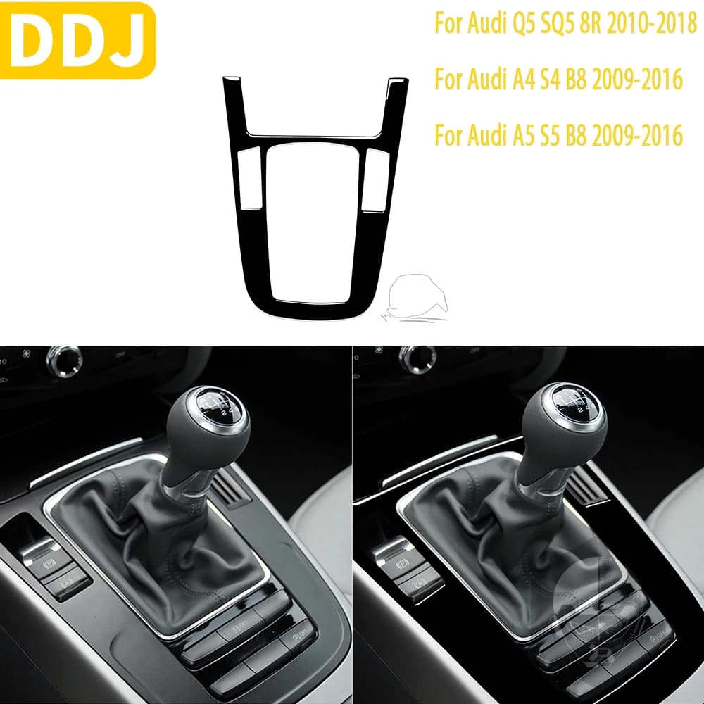 For Audi Q5 SQ5 8R 2010-2018 A4 S4 B8 A5 S5 2009-2016 Car Accessories Black Interior Auto Gear Panel Trim Sticker Plastic