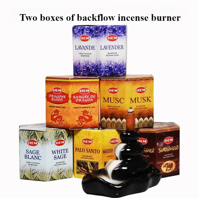 Backflow incense HEM India imported sandalwood white sage musk holy wood floral indoor tower incense soothing spirit