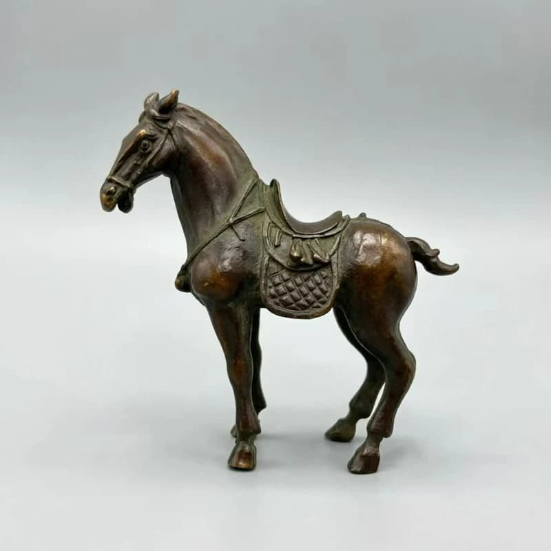 Antique Solid Antique Bronze Carving Tang Horse Creative Miniature Statue Personalized Home Ornaments Exquisite Craft Gifts