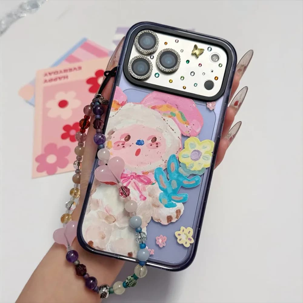 CASE Graffiti Puppy Acrylic Bumper Cover for IPhone 17 16 15 14 13 12 Pro Max 17 Air - Protective Magnetic Case