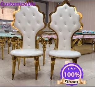 Customizable Stainless Steel Wedding Furniture, Bride and Groom Master Chair for Wedding, Gold High Back Chair