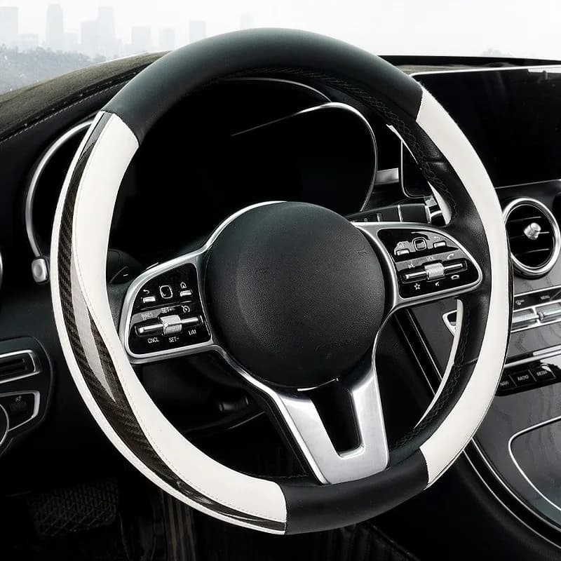 Carbon Fiber Leather Car Steering Wheel Covers O/D Type Universal Steering Wheel Cover Car Interior Accessories Steering Covers
