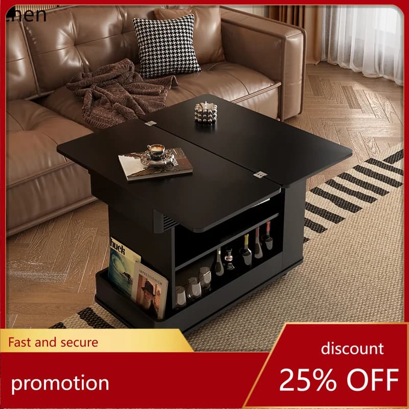 HT solid wood sofa edge few household tea table mobile trolley folding side cabinet