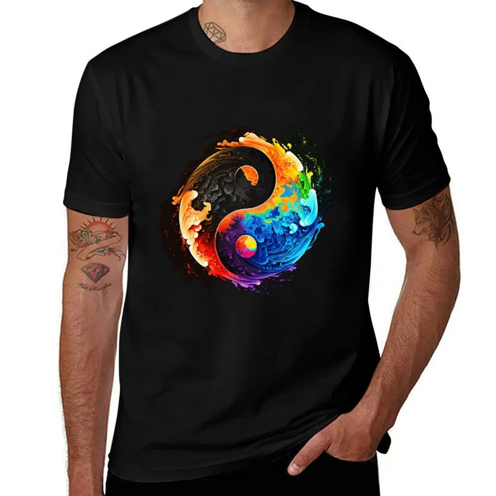 Yin-Yang Clouds T-Shirt Big and Tall Loose Fit T-Shirt