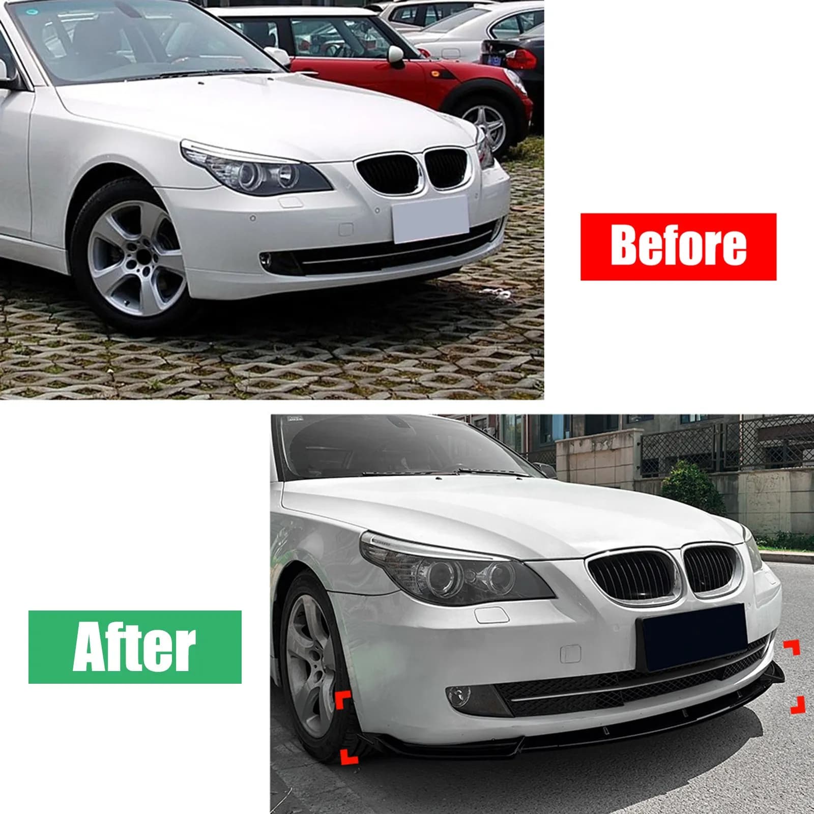 Black Front Lower Bumper Lip Spoiler Car Modification Body Kit Bumper Diffuser Protector For BMW 5 Series E60 E61 LCI 2008-2010
