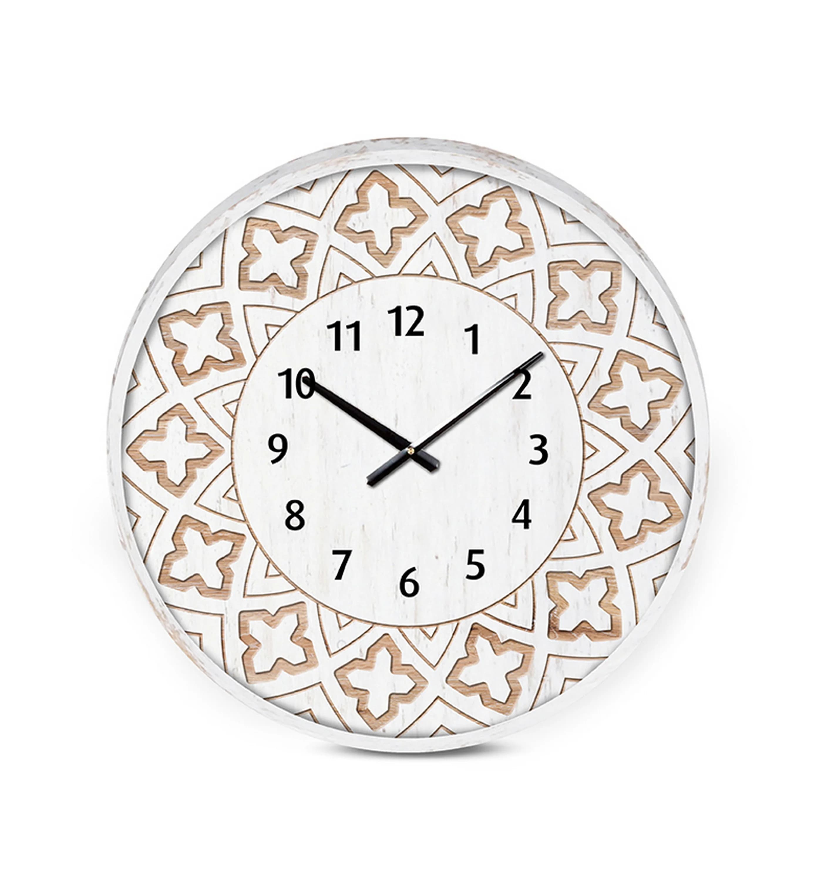 &c 60CM Modern Simple Home Decorative Wall Clocks Operated Elegant White Round Wooden Wall Clock Dropshipping DDP