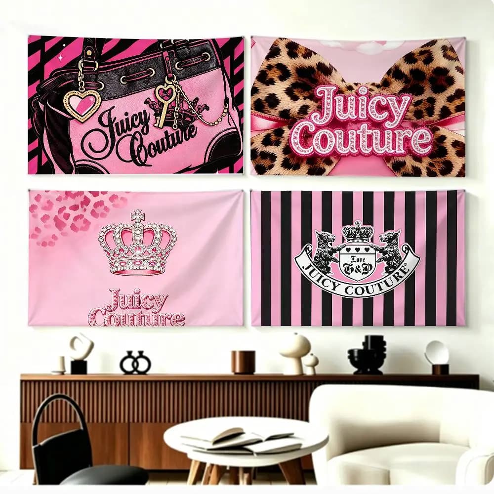 Y2K J-Juicy C-Couture   Flags Wall Hanging Background Art Banner for Bedroom Home Outdoor Decor