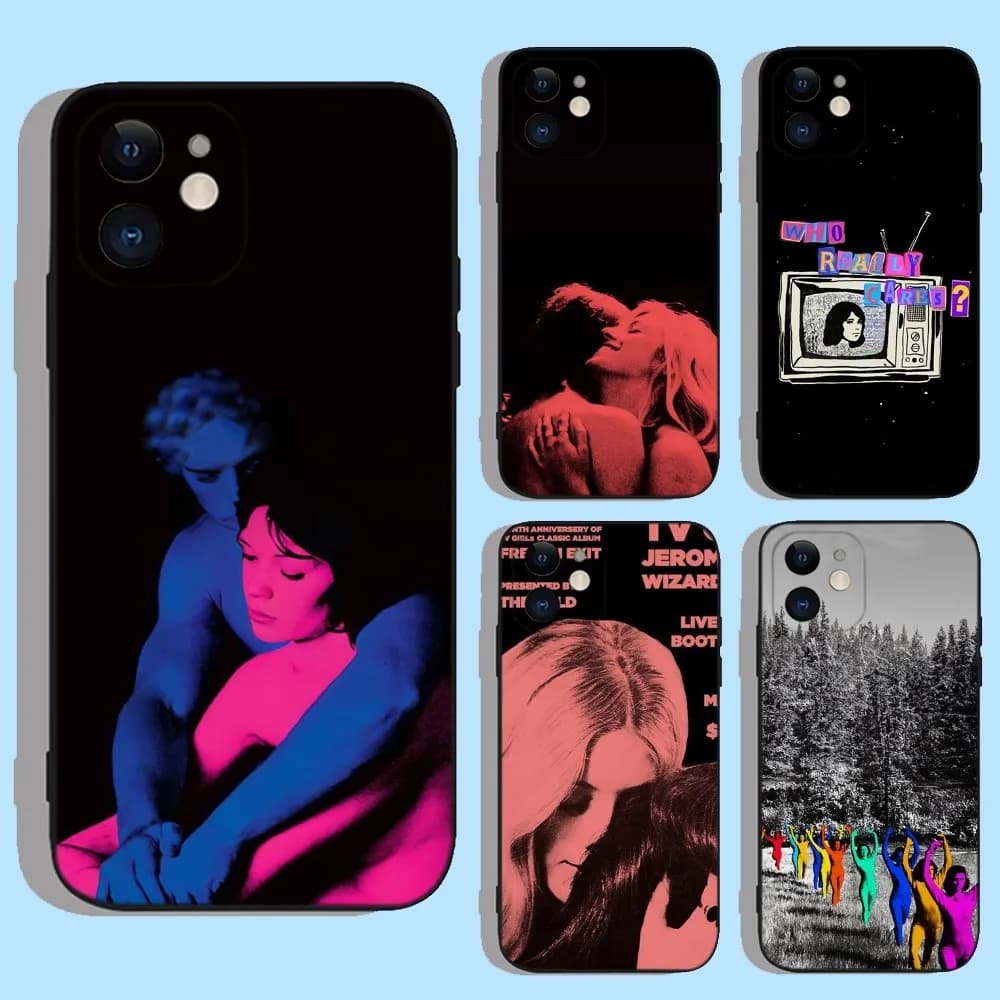 Hot Band T-TV Girl Phone Case For Apple iPhone 15,14,13,12,11,XS,XR,X,8,7,Pro,Max,Plus,mini Silicone Black Cover