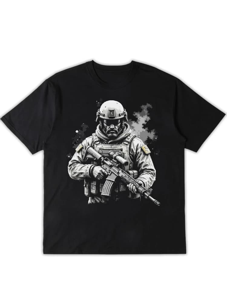 Tactical Camo with Military Graphic design-100% cotton summer O-neck short sleeve casual printed men's T-shirt.