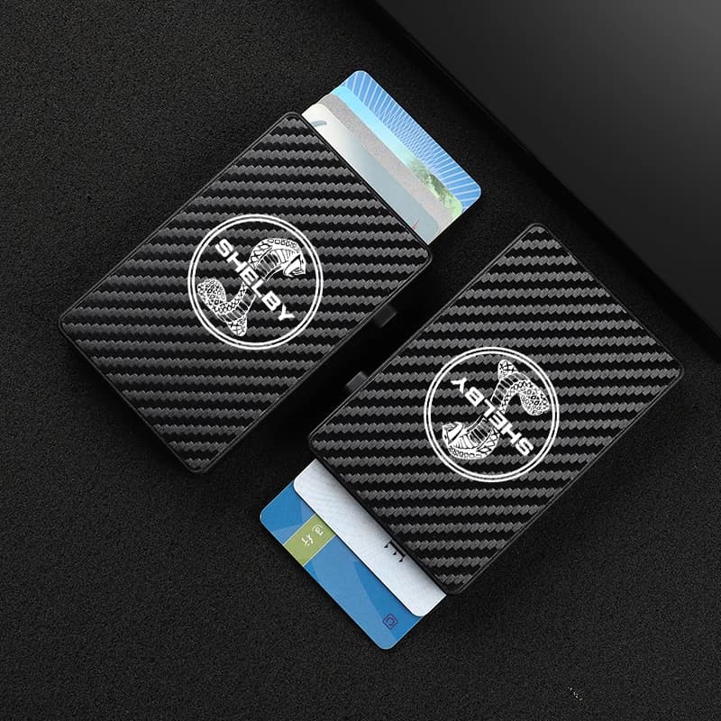 Car Anti-theft Carbon Fiber Bank Credit Pop Up ID Card Holder For Ford Mustang SHELBY gt Mondeo MK GT 350 500 Cobra Focus car