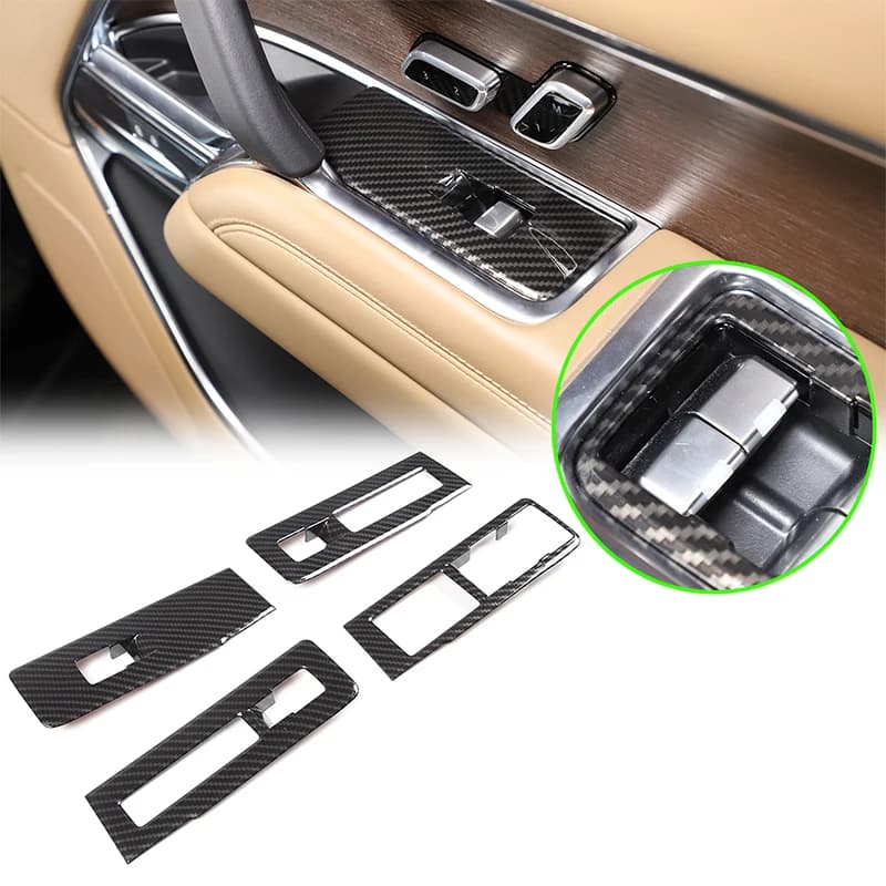 For Land Rover Range Rover Vogue L460 2023-2026 ABS Carbon Fiber Car Door Glass Lift Button Decorative Frame Sticker Accessories