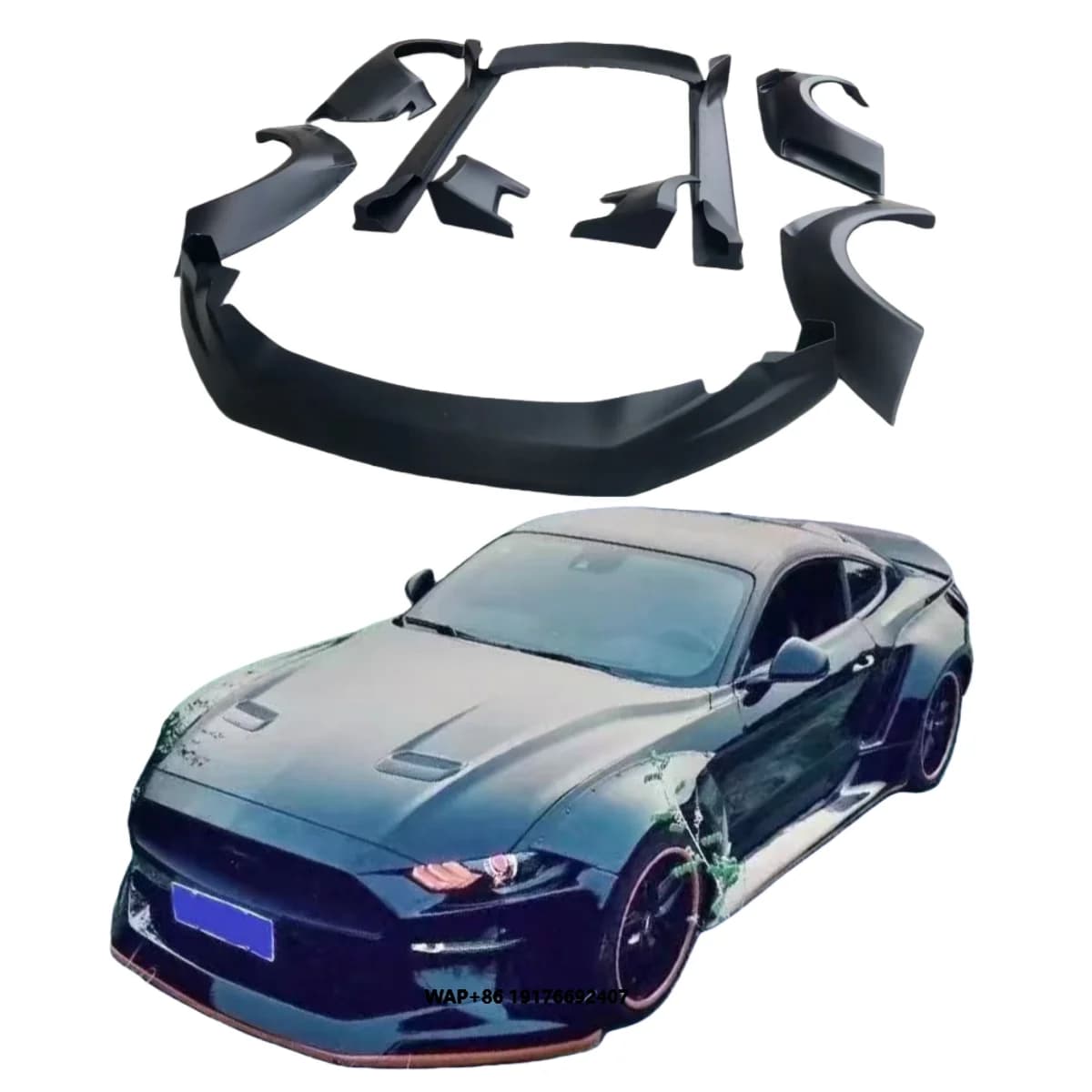 For 10-14 Mustang Upgrade Carbon Fiber Front Splitter Modified Front Bumper Fender and Diffuser,side Skirts Front Fenders