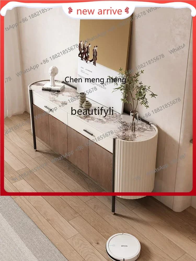 SS Solid wood dining side cabinet Modern light luxury rock slab drawer chest  Home living  storage furniture Entrance cabinet748