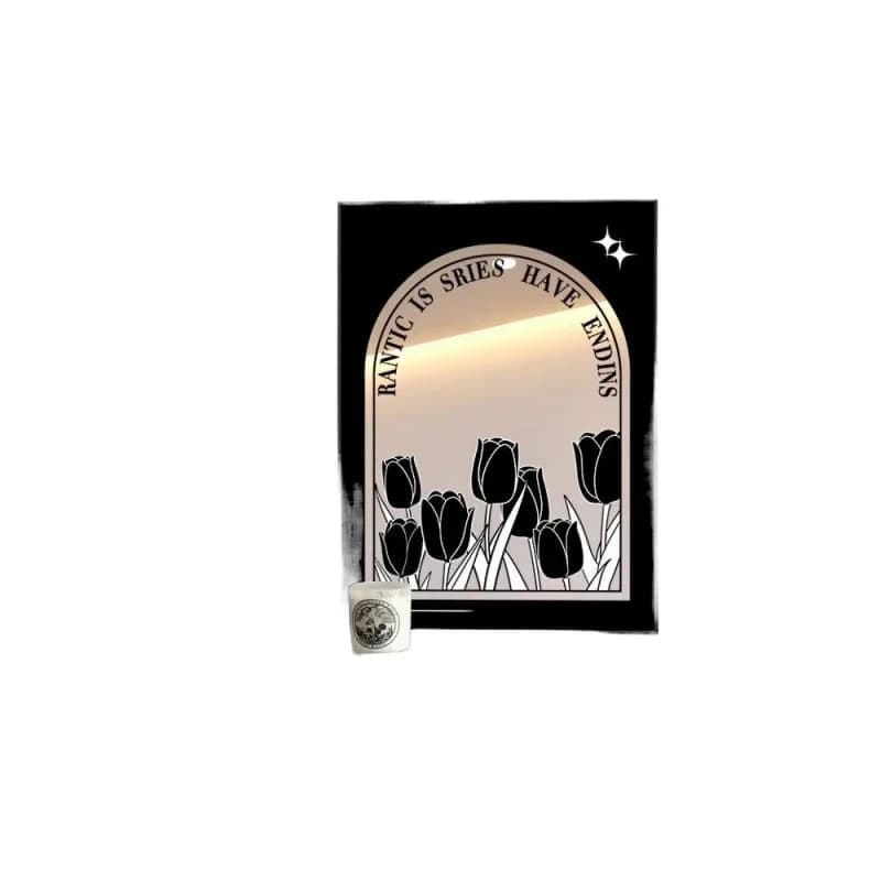 Entrance cabinet desktop decorative painting, black and white high-end living room mural
