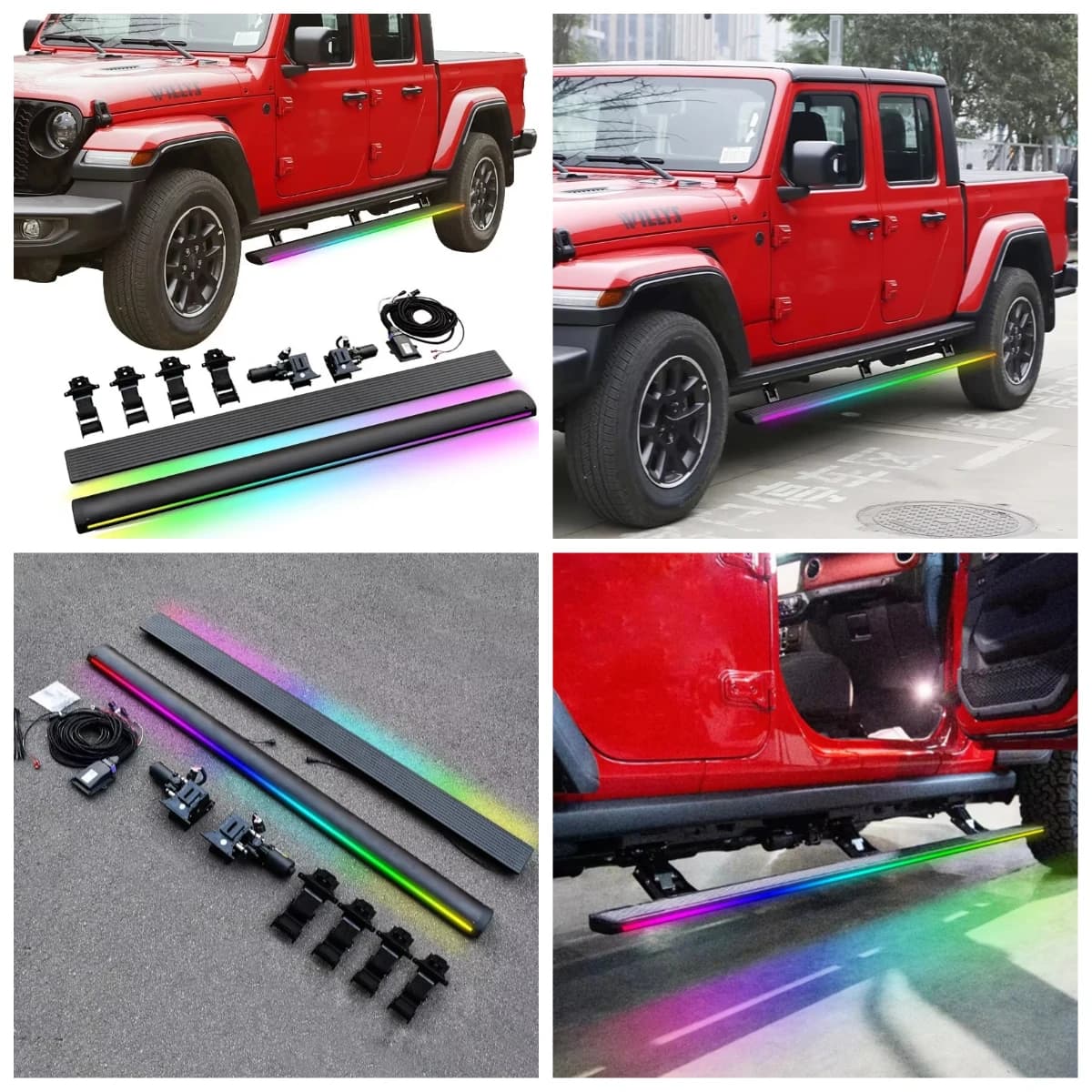 STLF Automatic Electric Power Side Step Running Board Led Light For JEEPs Gladiator JT 2019-2024