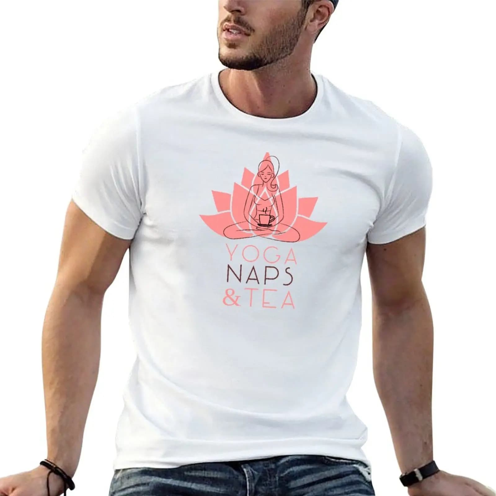 Yoga Naps and Tea T-Shirt funny meme t-shirts plus size clothes Men's t-shirt