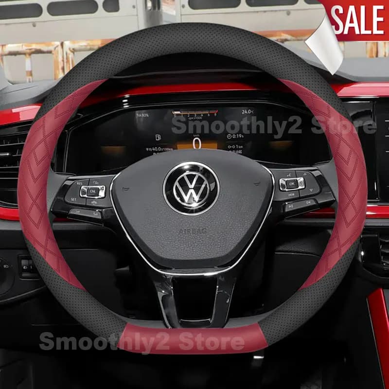 Car Leather Steering Wheel Cover For Volkswagen POLO 2025 2026 Golf R MK7 Golf 7 GTI T-Cross 2026-2021 Interior Accessories