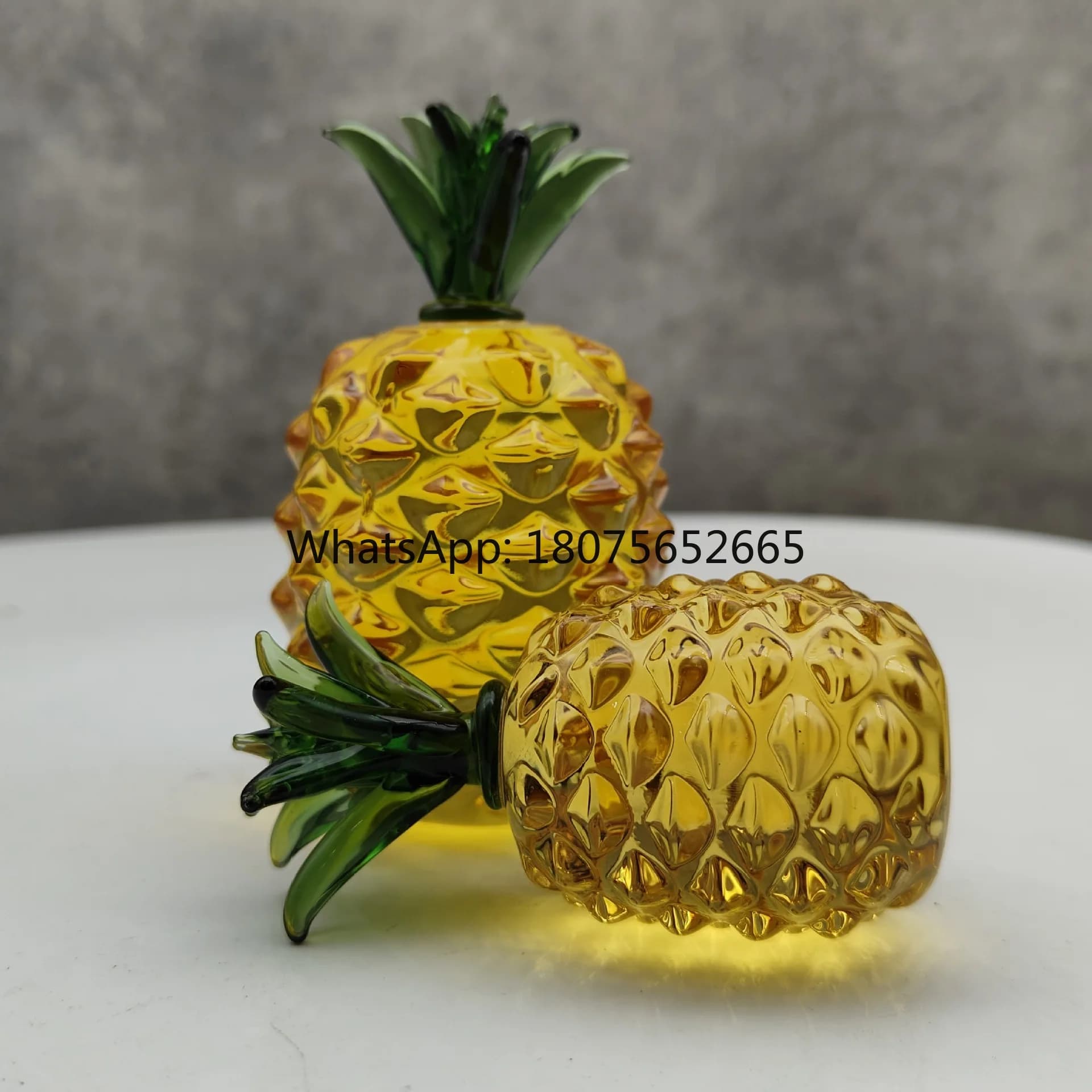 New citrine pineapple ornament, glass pineapple, pineapple foyer wine cabinet tabletop decoration, creative crystal craft